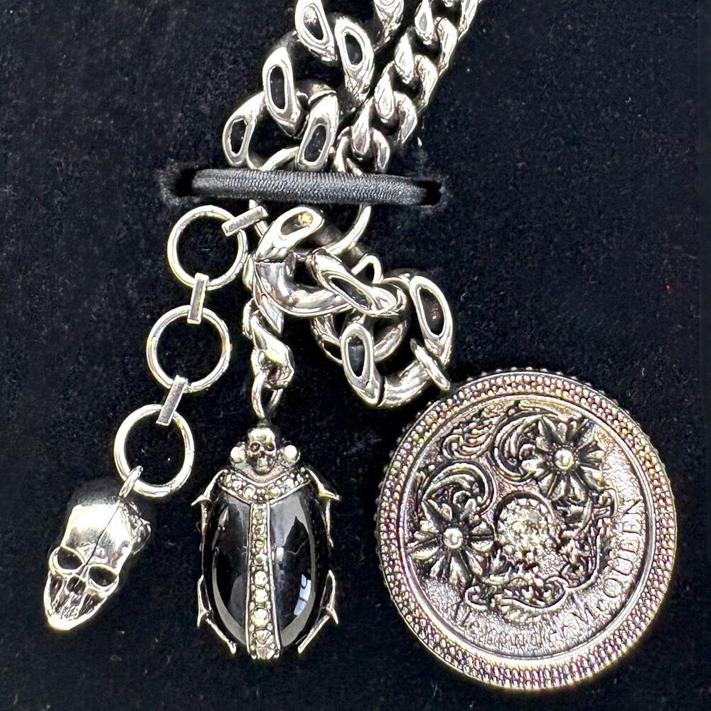Alexander Mcqueen Mcbeetle and Medallion Charm Bracelet